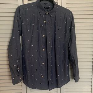 Nautica Men's Navy Patterned Casual Shirt